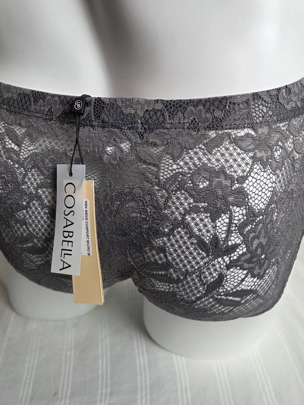 Cosabella Men's Lace Briefs in Grey